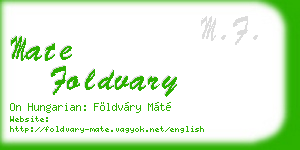 mate foldvary business card